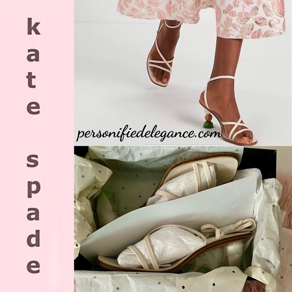 NEW Kate Spade Charmer Heeled Sandals Parchment Multi Size 10.5B